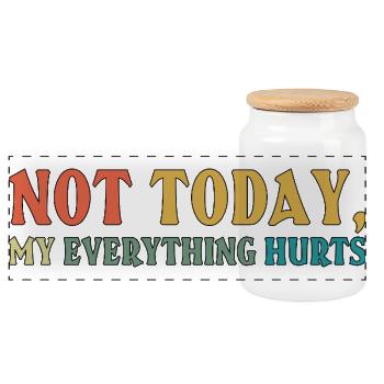Not Today Fibromyalgia Awareness - Panoramic Cookie Jar with Wooden Lid - white - Front