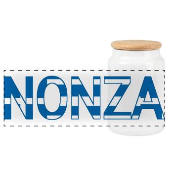 Nonza Griechenland Text - Panorama Keksdose mit Holzdeckel - Weiß - Vorne