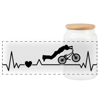 BMX Heartbeat No-Footer Stunt Fahrradfahrer - Panorama Keksdose mit Holzdeckel - Weiß - Vorne