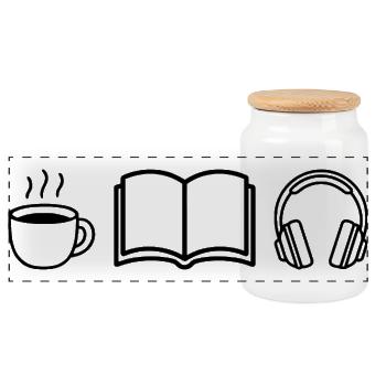 Casques de livres à café - Boîte à biscuits avec couvercle en bois - blanc - Devant