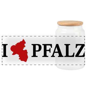 I love Pfalz Rheinland Pfalz - Panorama Keksdose mit Holzdeckel - Weiß - Vorne