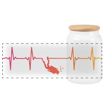 Sunset Diving Heartbeat Diving - Panoramic Cookie Jar with Wooden Lid - white - Front