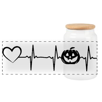 Halloween Pumpkin Halloween Heartbeat Heart Pumpki - Panorama Keksdose mit Holzdeckel - Weiß - Vorne