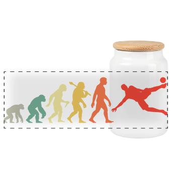 Retro Fußballer Evolution Fußballsport für Männer - Panorama Keksdose mit Holzdeckel - Weiß - Vorne