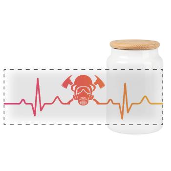 Firefighter Sunset Heartbeat Firefighter - Panoramic Cookie Jar with Wooden Lid - white - Front