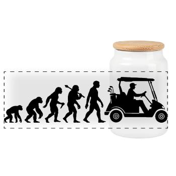 Golf Evolution Golfwagen Für Golfer Golfspieler - Panorama Keksdose mit Holzdeckel - Weiß - Vorne
