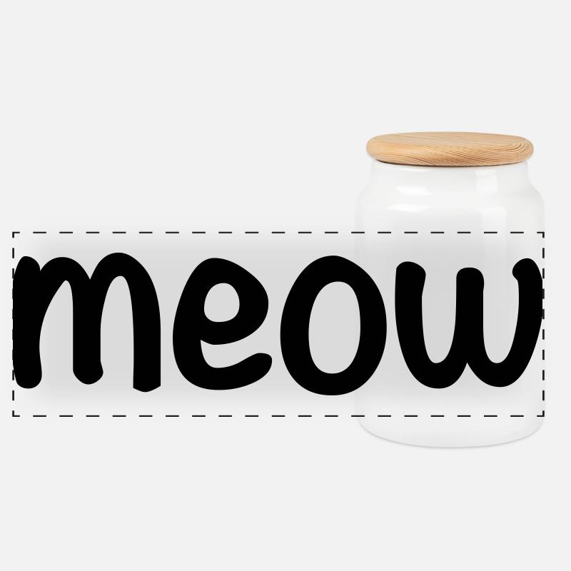Miau - Panorama Keksdose mit Holzdeckel - Weiß