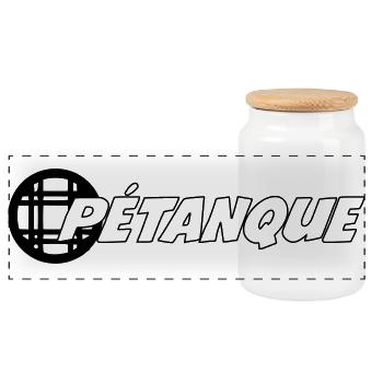 Pétanque - Panorama Keksdose mit Holzdeckel - Weiß - Vorne