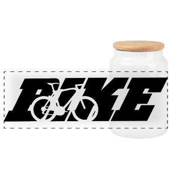 bike - Panoramic Cookie Jar with Wooden Lid - white - Front