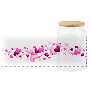 Pink Hearts Liebesverbindung - Panorama Keksdose mit Holzdeckel - Weiß - Vorne