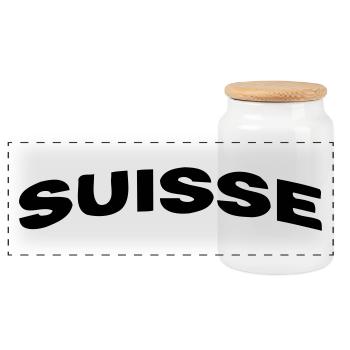 Schweiz - Panorama Keksdose mit Holzdeckel - Weiß - Vorne