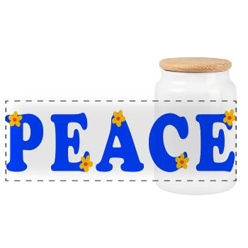 Peace Ukraine, Frieden - Panorama Keksdose mit Holzdeckel - Weiß - Vorne
