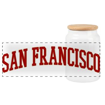 San Francisco Bow Lettering Vintage - Panoramic Cookie Jar with Wooden Lid - white - Front