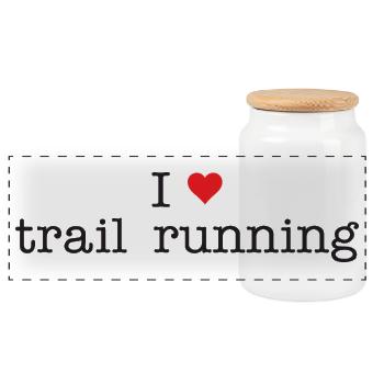 I Love Trail Running - Panoramic Cookie Jar with Wooden Lid - white - Front