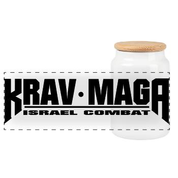 KravMaga Israel Combat Colors Changeable - Panoramic Cookie Jar with Wooden Lid - white - Front