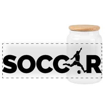 soccer Fußballer Logo Schuss Symbol Spieler icon - Panorama Keksdose mit Holzdeckel - Weiß - Vorne