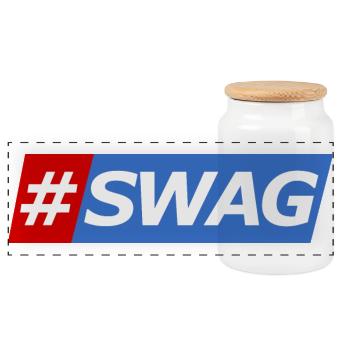 SWAG Bloc Couleurs Hashtag - Boîte à biscuits avec couvercle en bois - blanc - Devant