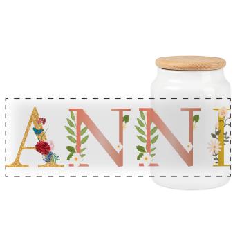 ANNI name decorated with flowers - Panoramic Cookie Jar with Wooden Lid - white - Front