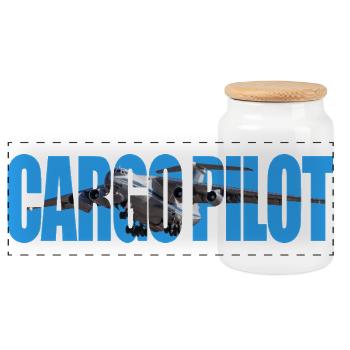 Cargo pilot IL-76 - Panoramic Cookie Jar with Wooden Lid - white - Front