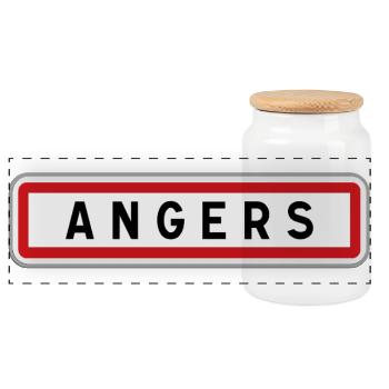 Panneau d'entrée de ville de Angers Maine-et-Loire - Boîte à biscuits avec couvercle en bois - blanc - Devant