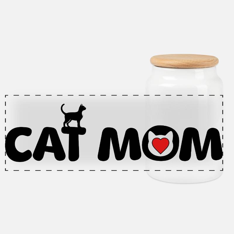 Chats Maman Kitty Chat Chat Chat Amour - Boîte à biscuits avec couvercle en bois - blanc