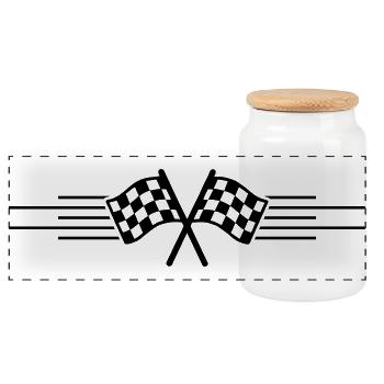 Racing Flag Racing - Panoramic Cookie Jar with Wooden Lid - white - Front