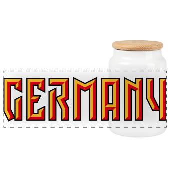 Germany Schriftzug (Relief / 3D / 3C) - Panorama Keksdose mit Holzdeckel - Weiß - Vorne