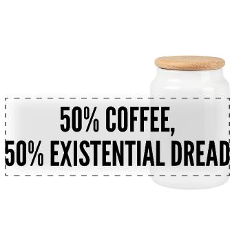50% coffee 50% existential dread - Boîte à biscuits avec couvercle en bois - blanc - Devant
