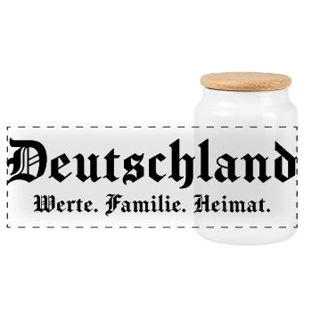 Deutschland Werte Familie Heimat Deutscher - Panorama Keksdose mit Holzdeckel - Weiß - Vorne