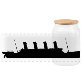 Titanic Silhouette Ship Design Minimaliste - Boîte à biscuits avec couvercle en bois - blanc - Devant