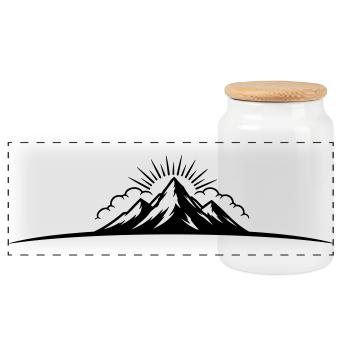 Berge Outdoor Symbol Mountains - Panoramic Cookie Jar with Wooden Lid - white - Front
