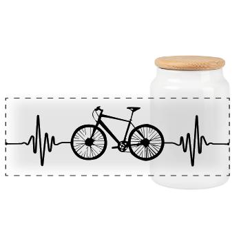 Heartbeat Beat Bike - Panoramic Cookie Jar with Wooden Lid - white - Front