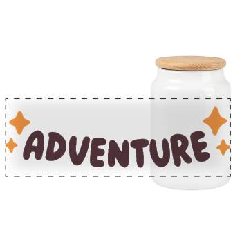 Round and Orange Stars Adventure - Panoramic Cookie Jar with Wooden Lid - white - Front