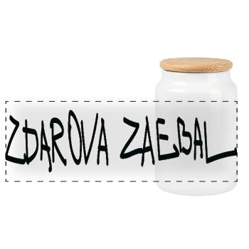 « Zdarova zaebal » (здaрoвa заебал) est un message de salutation - Boîte à biscuits avec couvercle en bois - blanc - Devant