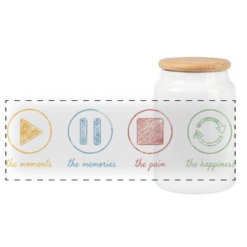 Pleine conscience, moments, souvenirs, bonheur - Boîte à biscuits avec couvercle en bois - blanc - Devant