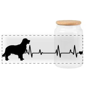 Dog - Panoramic Cookie Jar with Wooden Lid - white - Front