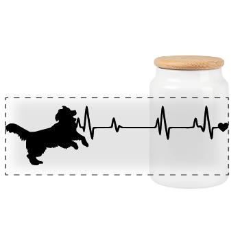 Dog - Panoramic Cookie Jar with Wooden Lid - white - Front