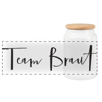 Team Bride – Funny Bachelor Party Text Design - Panoramic Cookie Jar with Wooden Lid - white - Front