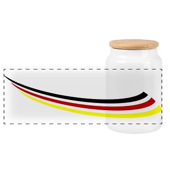 Deutschland Flagge Linie - Panorama Keksdose mit Holzdeckel - Weiß - Vorne
