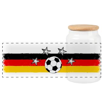 Balle de drapeau de football allemand - Boîte à biscuits avec couvercle en bois - blanc - Devant