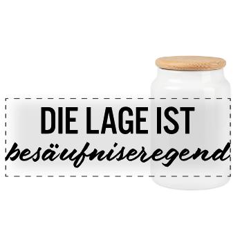 Die Lage ist besäufniseregend Party Shirt - Panorama Keksdose mit Holzdeckel - Weiß - Vorne