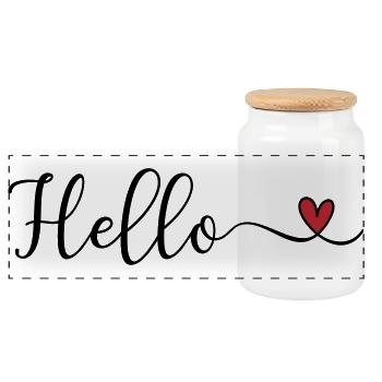 Bonjour Typographie du cœur - Boîte à biscuits avec couvercle en bois - blanc - Devant