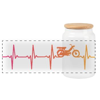 moped Sunset heartbeat moped - Panoramic Cookie Jar with Wooden Lid - white - Front