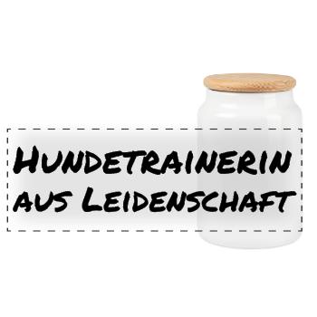 Hundetrainerin aus Leidenschaft Hund Geschenk - Panorama Keksdose mit Holzdeckel - Weiß - Vorne