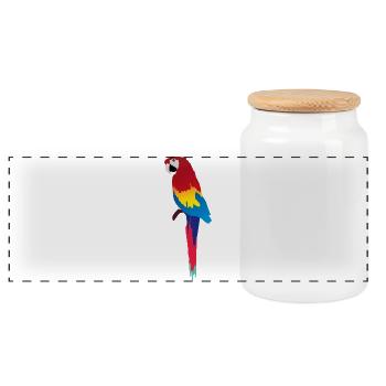 Bunter Papagei Print auf Kleidung - Panorama Keksdose mit Holzdeckel - Weiß - Vorne