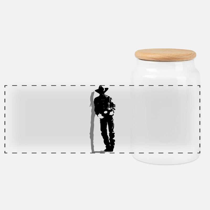 Cowboy - Panorama Keksdose mit Holzdeckel - Weiß