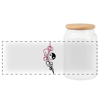 Yin & Yang symbol, Tribal and Tattoo Style. - Panoramic Cookie Jar with Wooden Lid - white - Front
