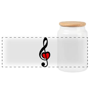 G key - Panoramic Cookie Jar with Wooden Lid - white - Front