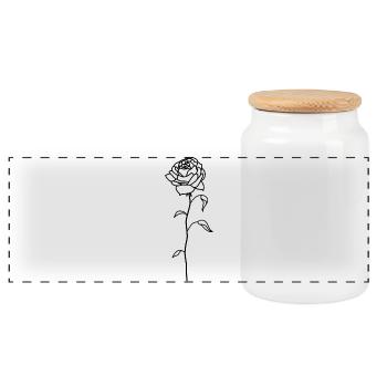 Rose | Rose | Illustration | Tattoo - Panorama Keksdose mit Holzdeckel - Weiß - Vorne