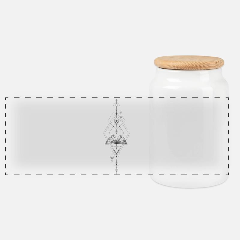 Buch Geometrie - Panorama Keksdose mit Holzdeckel - Weiß